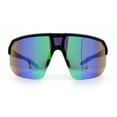thumbnail image 5 of Mens Oversized Color Mirror Shield MTB Half Rim Sport Plastic Sunglasses Black - Teal Mirror, 5 of 8