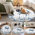 thumbnail image 5 of Blue Crab Coastal Round Area Rug 5Ft Washable Circle Rugs for Living Room Bedroom, Beach Starfish Nautical Coral Shell Non-Slip Carpet Floor Mats Indoor Outdoor Carpet Runner Aesthetic Home Decor, 5 of 8