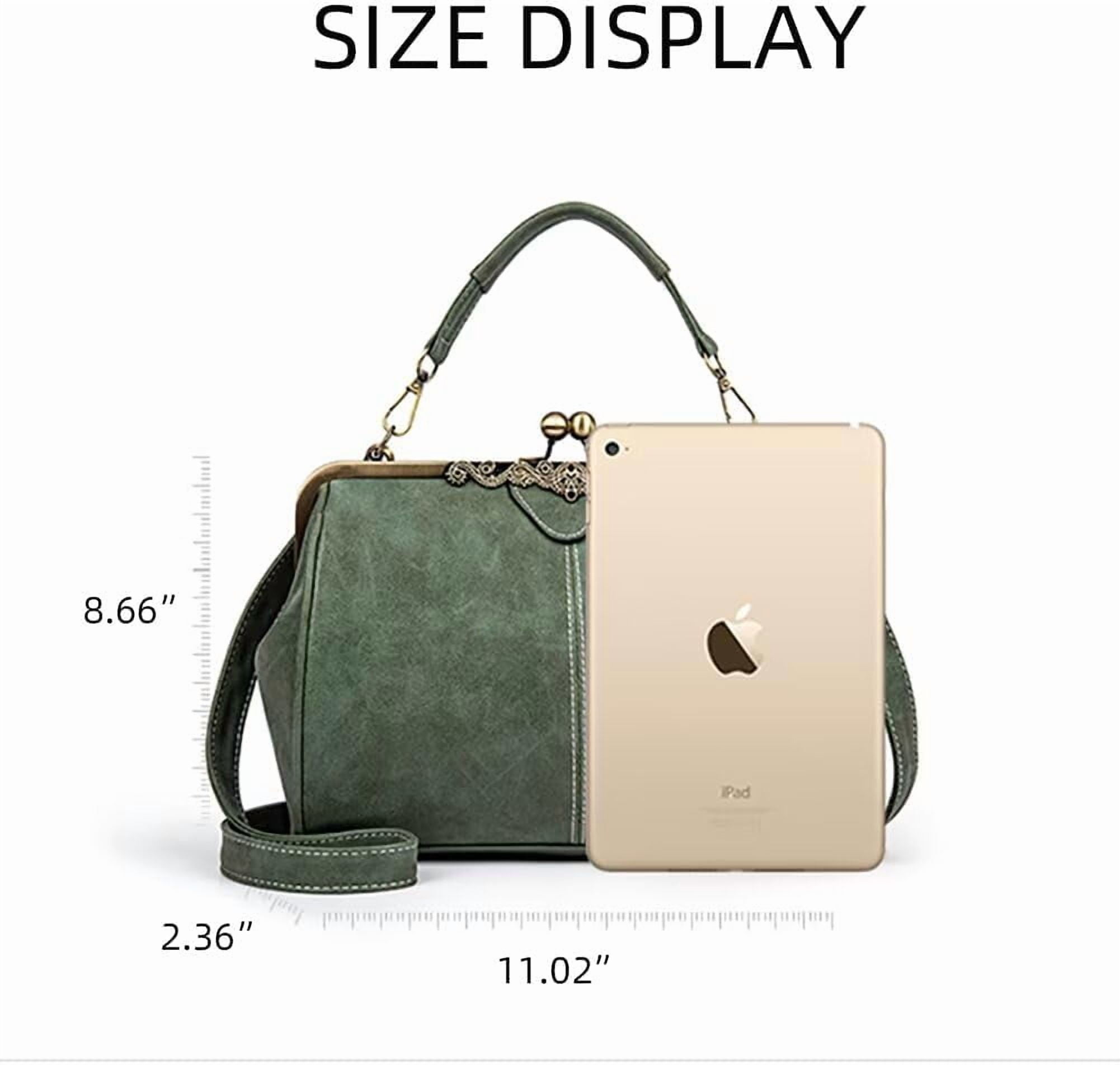 Handbag for Women Leather Shoulder Bag Kiss Lock Top Handle Satchel Purse Vintage Crossbody Bag Evening Clutch Purses