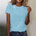 thumbnail image 2 of Tops de Ajuste Suelto para las Mujeres Sudadera Casual Impresa Manga Corta Cuello Redondo Superior, Poliéster, 2 of 4