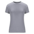 thumbnail image 5 of QUNYINEY Crew Neck T Shirts for Women Solid Casual Short Sleeve Tops Summer Slim Pullover Womens Tops, 5 of 7