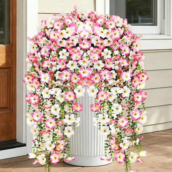 Tuphregyow Artificial Lily Wall Hanging Vine Decor - Silk & Plastic Leaves for Wedding, Event & Home Office Decor Pink