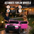 thumbnail image 4 of RAM 24V Kids Ride on Truck Cars, Ride on Toys with Remote Control, Electric Car for Kids 2 Seater, Powered Toddler Car with Bluetooth MP3 4 Wheels Suspension for Boys Girls, Pink, 4 of 8