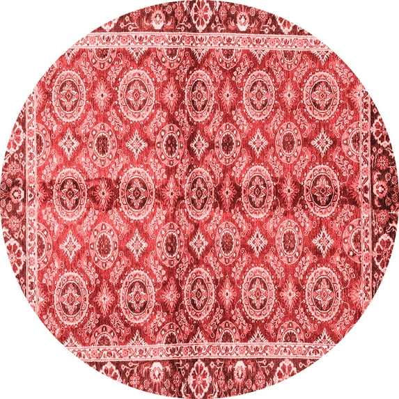 Ahgly Company Machine Washable Indoor Round Oriental Red Traditional Area Rugs, 7' Round