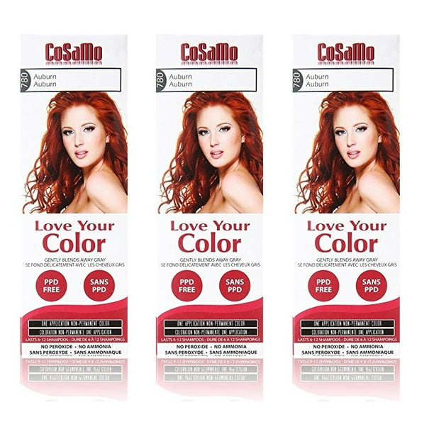 Cosamo Love Your Color Non Permanent Hair Color 780 Auburn 3 Oz Pack Of 3 Eyebrow Ruler Walmart Com Walmart Com