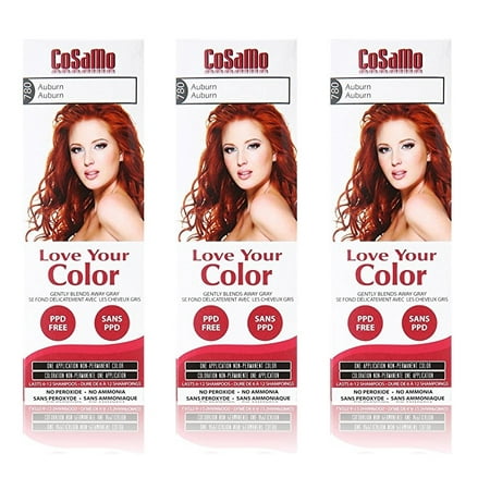 CoSaMo - Love Your Color Non-Permanent Hair Color 780 Auburn - 3 oz. (Pack of 3) + Yes to Coconuts Moisturizing Single Use (Best Time To Dye Your Hair)