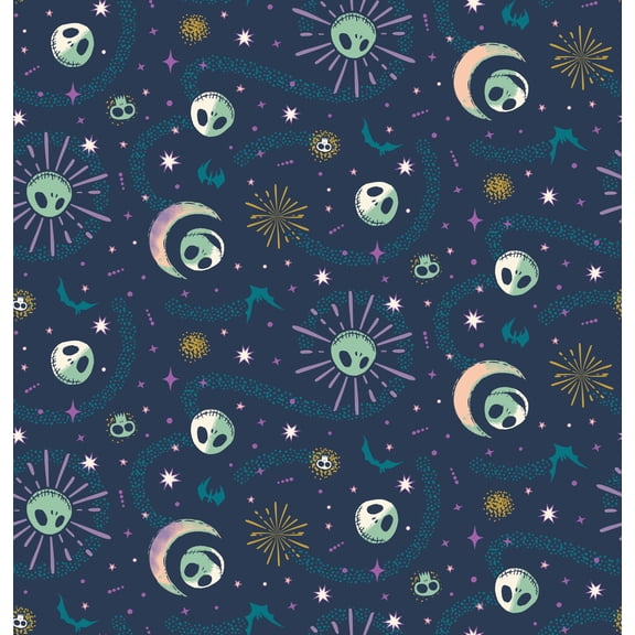 Springs Creative Disney Tim Burton's The Nightmare Before Christmas Packed Celestial Jack Cotton Fabric By the Yard