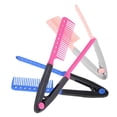 thumbnail image 1 of 3pcs VShaped Hair Straightening Combs for Salon and Home Use, Rose Red Blue Pink, 1 of 4