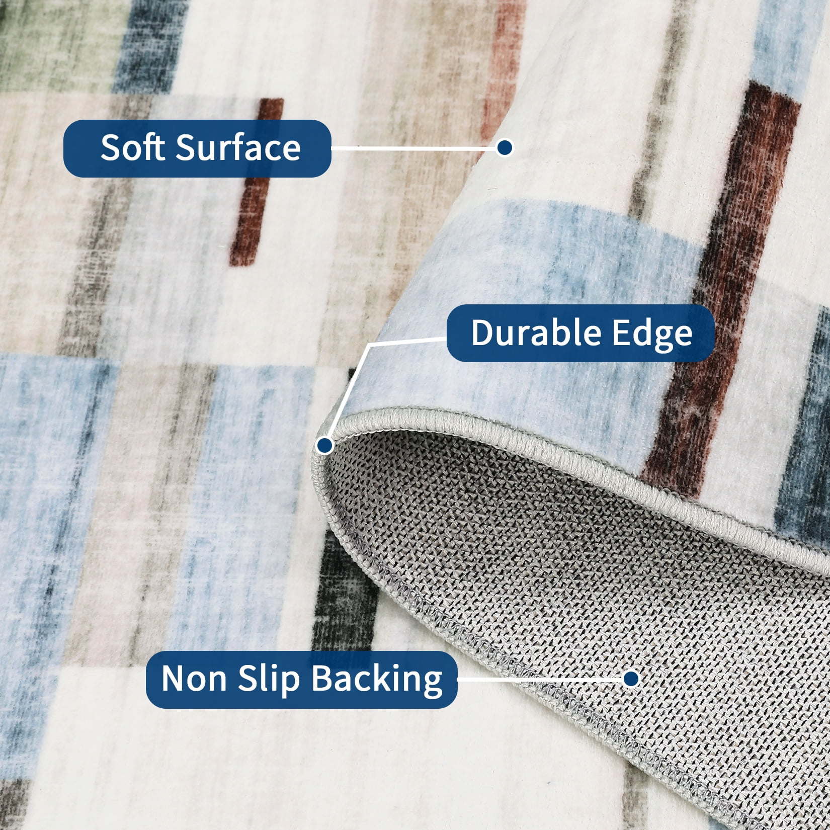 Garvee Geometric Area Rug 9x12 Modern Washable Rug for Living Room, Non-Slip Stain Resistant Indoor Carpet for Bedroom Dining Room Office, Colorful