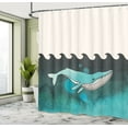 thumbnail image 5 of Ambesonne Animal Shower Curtain, Whale near Palm Island, 69"Wx84"L, Green and Blue, 5 of 5