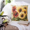 thumbnail image 4 of Summer Sunflowers Throw Pillow Covers, Soft Pillowcases with Invisible Zipper, Red Yellow Floral Leaf Wood Grain Decorative Square Pillow Cushion Covers for Living Room Couch Sofa Bed 24x24 Inches, 4 of 8