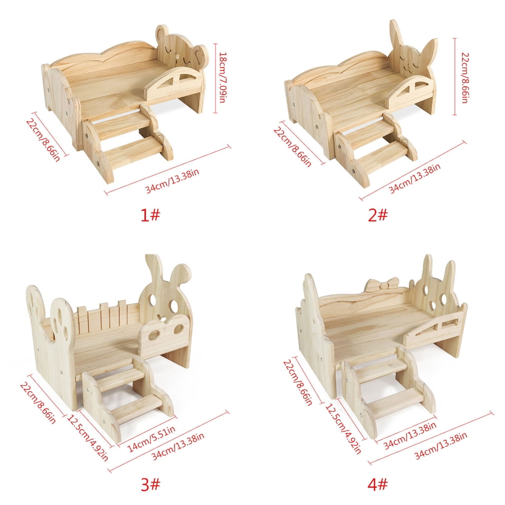 Zeiwohndc Wood Platform Cage Bed Hamster Sleeping Bed Cage Decors Small Animals House
