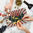 thumbnail image 5 of Japanese Cutting Board, Group of Samurai Ninja Posing and Getting Ready on Unusual Striped Retro Backdrop, Decorative Tempered Glass Cutting and Serving Board, Small Size, Red Black, by Ambesonne, 5 of 5