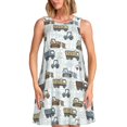 thumbnail image 1 of Fotbe Robe Midi d'Été pour Femmes Motif Tracteur et Dumper – Robe Trapèze Sans Manches, Robe T-Shirt Florale, Robe Décontractée Fluide de Plage, 1 of 7