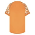 thumbnail image 6 of Olyvenn Women's Summer T-Shirts Plus Size Tops Stylish Dressy Women Fashion Trendy Lace Short Sleeve Tees Lace Patchwork Solid Tops V Neck Shirts Oversized Comfy Loose Casual Blouse Orange 12, 6 of 7
