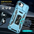 thumbnail image 7 of Armor Case for iPhone 16e with Sliding Camera Cover & Kickstand, Heavy Duty Military Grade Protection Phone Case, Built-in 360° Rotate Ring Stand, Shockproof Full Body Rugged Case, Lightblue, 7 of 7