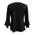 thumbnail image 6 of CFLVAEK Womens Pleated Shirts Casual V Neck Blouses Elegant Flared 3/4 Sleeve Tunic Tops Solid Color Summer Fall Going Out T Shirts Black XXL, 6 of 6