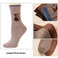 thumbnail image 3 of Women Wool Socks Thick Warm Winter Cartoon Animal Cat Elk Pattern Casual Soft Cozy Crew Socks 5 Pairs Pack, 3 of 8