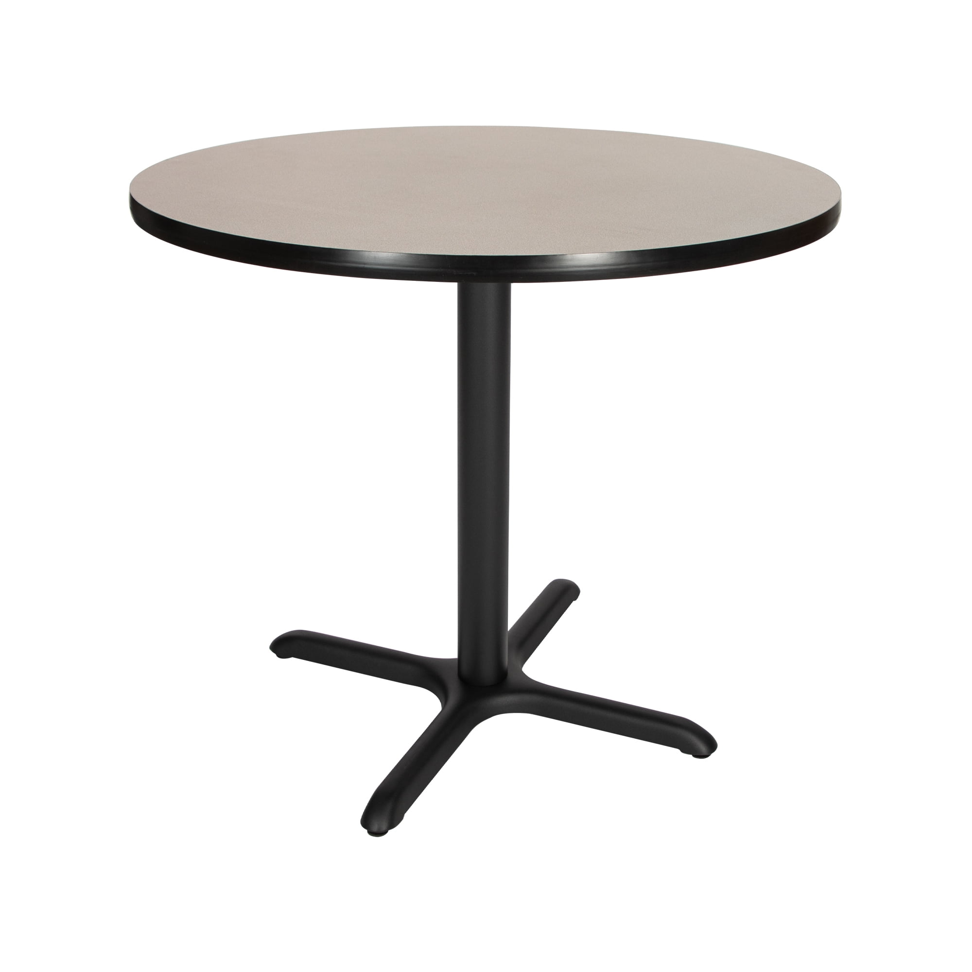 Hampden Furnishings Bennet Collection Steel Frame 36" Round Top, X Base, 30" Height Cafe Table, Black Frame/Grey Nebula Top