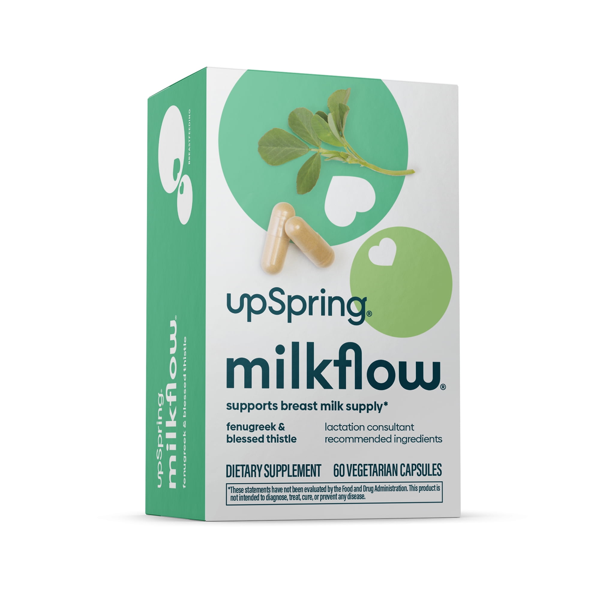upSpring Milkflow Fenugreek & Blessed Thistle Supplement Capsules, 60 Count