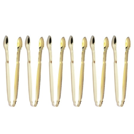 

BESTONZON 6pcs Thicken Mini Serving Tongs Sugar Cube Tongs Gold Plated Stainless Steel Ice Tong Perfect for Tea Party Coffee Bar Home Supplies