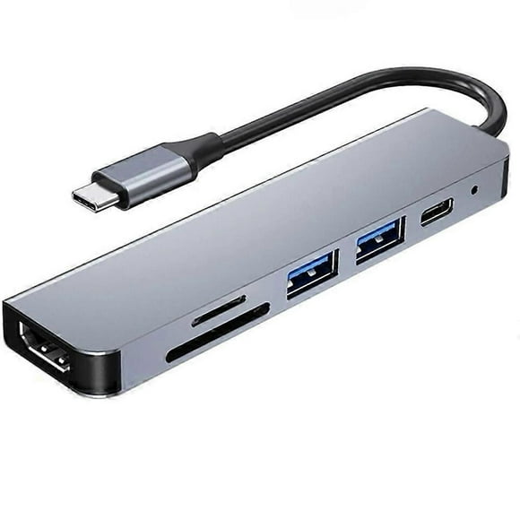 6 in 1 USB C Hub Adapter HDMI 4K Micro SD for Macbook Laptop Samsung USB 3.0 TV