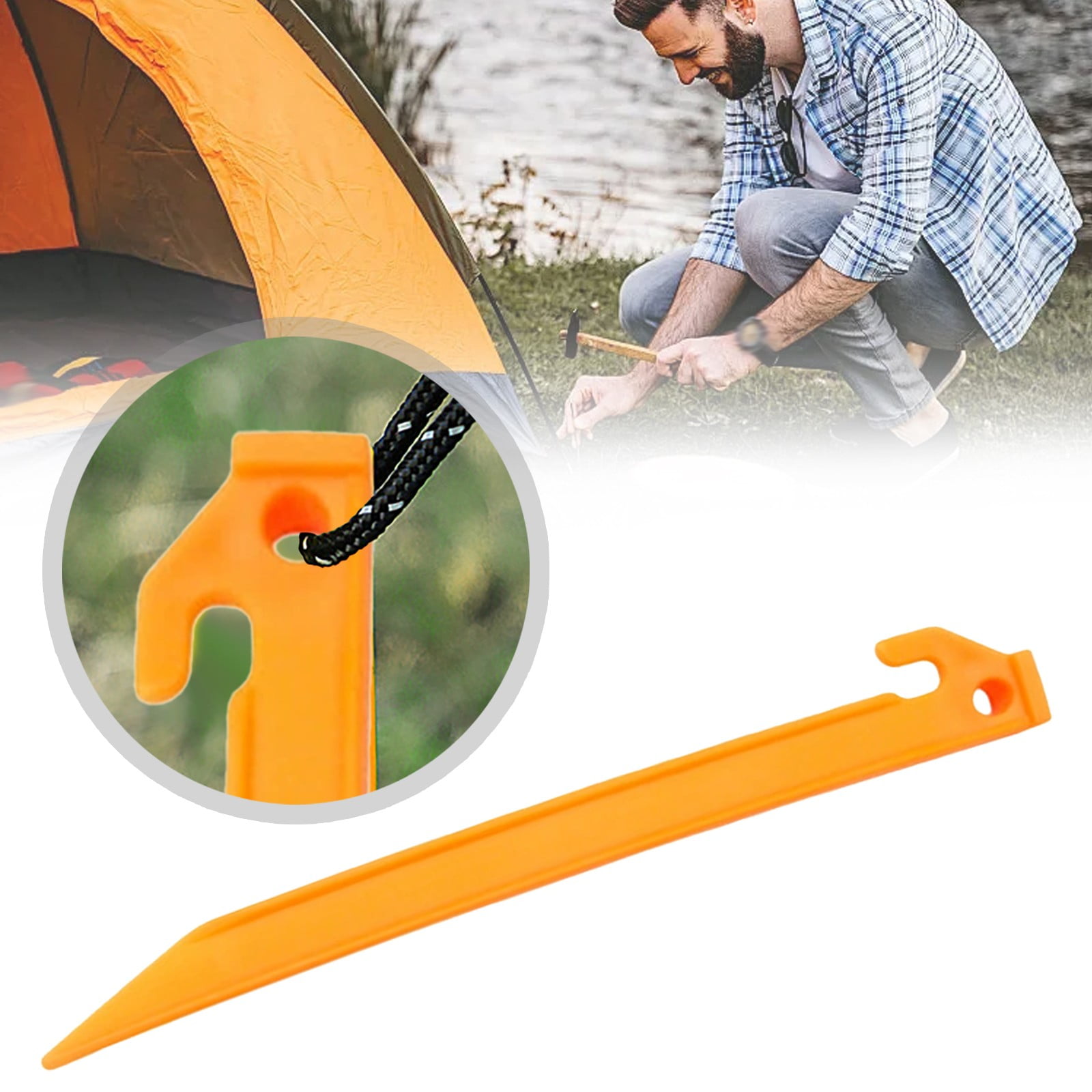 NUUUGTGB 8.8 Inch Plastic Inflatable Tent Stakes, 10Pcs Lightweight Ground Anchors, Anti-Slip Camping Nails for Tents, Canopies, Tarps, Garden Decoration & Outdoor Fixing