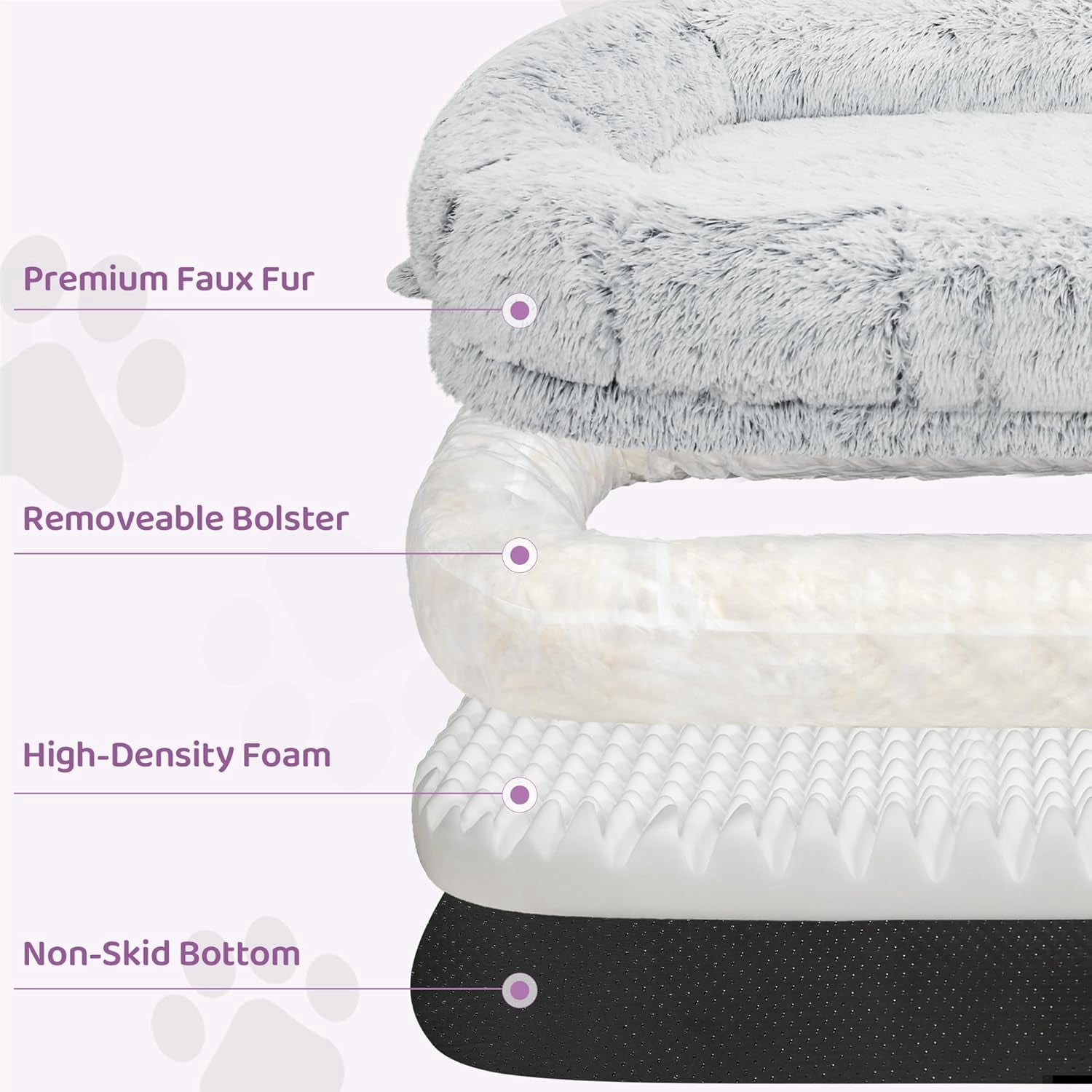 JessieMal Human Dog Bed for Adults, 75"x43"x10" Human Size Dog Bed, Orthopedic, Waterproof Removable Washable Cover, Soft Calming Lounger for People & Pets, Light Grey