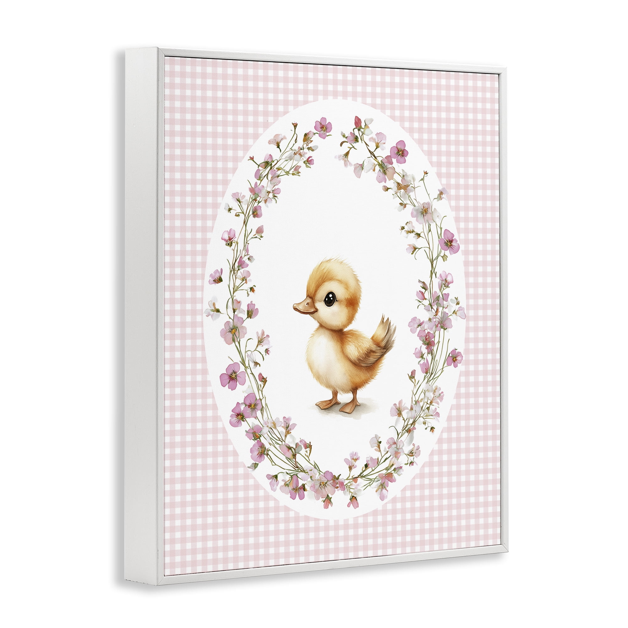Stupell Industries Spring Gingham Duckling White Framed Giclee Art, design by Christine Simpson Art