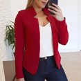 thumbnail image 2 of Vedolay Casual Tops for Women Women's Casual Puff Long Sleeve Open Front Work Office Blazers Jacket,Red XL, 2 of 5