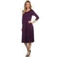thumbnail image 4 of Women's Casual Basic Comfy 3/4 Sleeve Flare A-line Midi long maxi Dress, 4 of 5