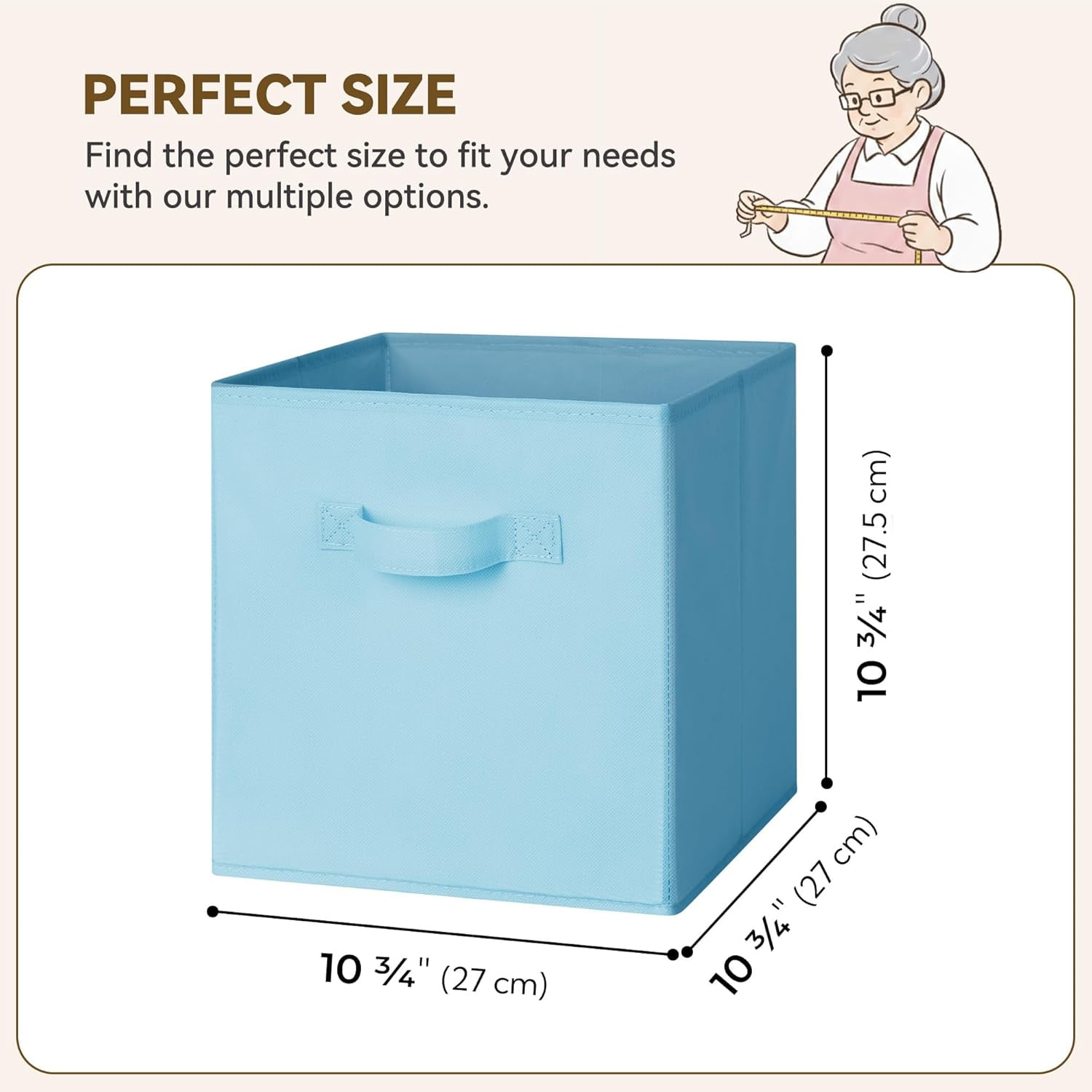 GRANNY SAYS 11 Inch Cube Storage Bins, Fabric Storage Baskets with Handles, Collapsible Cube Organizer for Shelves and Closet, 6-Pack, Blue