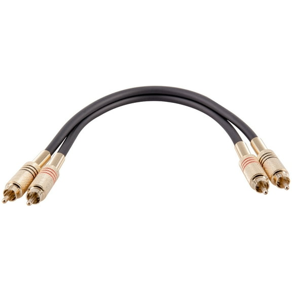 Seismic Audio Premium Black 1 Foot Dual RCA Male to Dual RCA Male Audio Patch Cable - SAPRCA1-BK