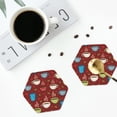 thumbnail image 4 of Honeii Coffee Cups print Leather Coaster Set of 4, ideal for safeguarding your furniture from drinks spills and effortless cleanup-Hexagon, 4 of 6