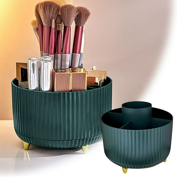 Cosmetic Makeup Brush Holder Organizer 360° Rotating Storage Solution with 5 Slots for Brushes Ideal for Bathroom Countertops and Vanity Display