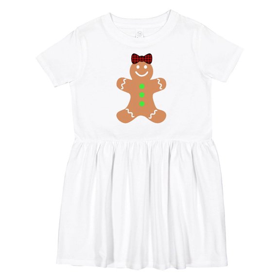 Inktastic Cute Gingerbread Girl with Red Plaid Bow Girls Toddler Dress