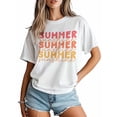 thumbnail image 2 of Women's T-Shirt SUMMER Sunshine Coral Red Ombre Simple Short Sleeve Casual Tee Classic Crew Neck T Shirt for Women White, 5XL, 2 of 7