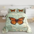thumbnail image 2 of Homewish Rustic Butterfly Bedding Comforter Set,Cartoon Animal Twin Comforter Sets,Green Paingting Aesthetic Bedding Set For Girl,Luxury Bedroom Decor Reversible,2pcs, 2 of 8