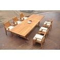 thumbnail image 4 of Grade-A Teak Dining Set: 6 Seater 7 Pc: 118" Double Extension Mas Rectangle Trestle Leg Table And 6 Lagos Arm Chairs Outdoor WholesaleTeak #WMLG15, 4 of 5
