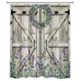 thumbnail image 5 of Western Barn Door Shower Curtain for Bathroom, Purple Lavender and Green Eucalyptus Wreath on Rustic Wood Boards Fabric Shower Curtain with Hooks, Botanical Bathroom Curtains Shower Set, 72x78 inches, 5 of 8