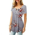 thumbnail image 1 of GRNSHTS Womens Summer Floral V Neck Blouses Loose Baggy Tops Tunic T Shirts Plus Size, 1 of 5