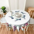 thumbnail image 2 of Hummingbird Flower Floral Sprint Waterproof Picnic Patio Party Round Table Cloth Cover Decorations Fabric 60 Inch Circular Tablecloth for 20-47 Inch Home Dining Room Kitchen Decor, 2 of 5