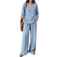 thumbnail image 4 of Lounge Sets for Women Women's 2 Piece Linen Sets Summer Two Piece Outfits 3/4 Sleeve Tops Casual Dress Lounge Capris Pants Set Travel Outfits QURATI Xl, 4 of 4