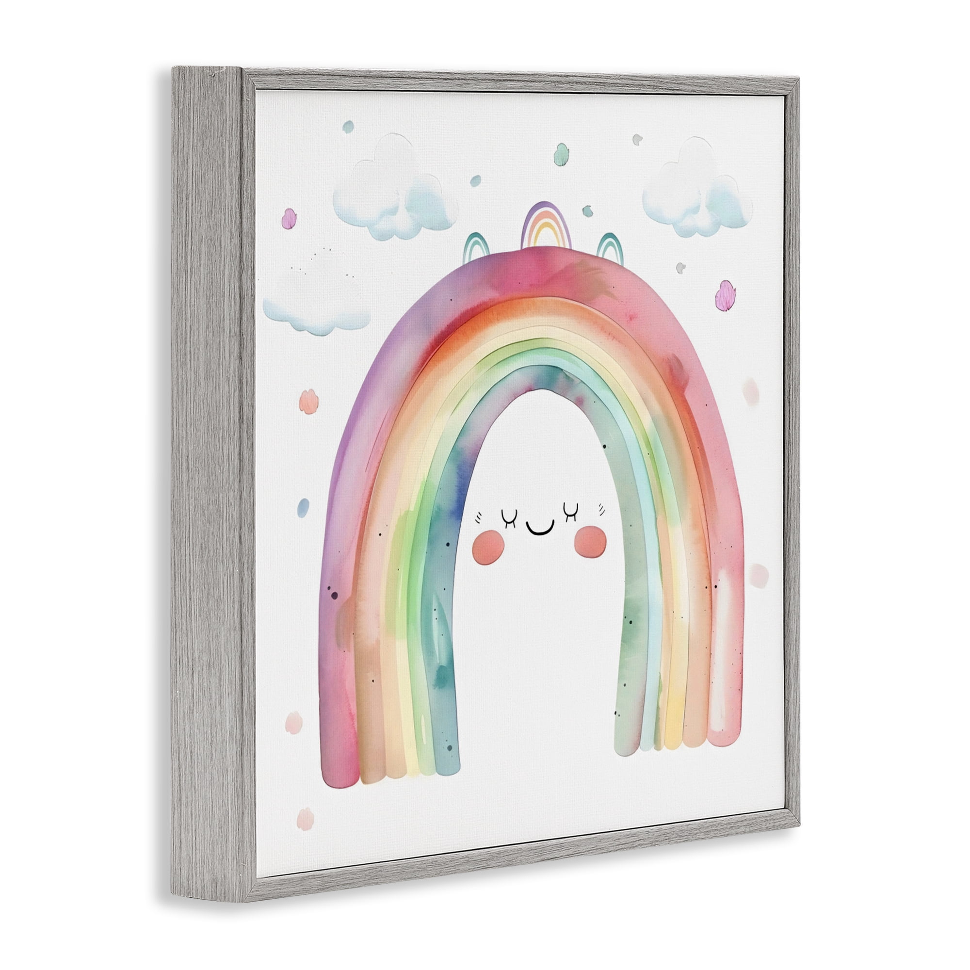 Stupell Industries Cute Smiling Rainbow Gray Framed Giclee Art, design by Creative Studio
