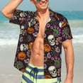 thumbnail image 7 of Pofeuu Halloween With Skull Print Hawaiian Shirt for Men Sleeves Casual Button Down Summer Beach Dress Shirts T-Shirts,XX-Large, 7 of 7