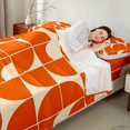 thumbnail image 4 of Castle Fairy Minimalist Curved Bed Sheets 4-Piece,Geometric Quarter Arc Full Size Sheets,Orange Offwhite,1 Flat Sheet, 1 Fitted Sheet and 2 Pillowcases, 4 of 7