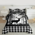 thumbnail image 2 of Manfei Wild Deer Moose Queen Comforter Set, Jungle Animal Wildlife Bedding Sets, Black White Grid Check Bedding Comforter Set, Microfiber Bedroom Decor, 3-Piece Reversible, 2 of 8