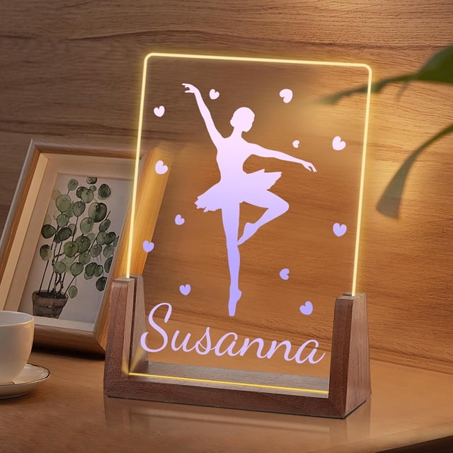 Luz de noche de ballet personalizada para niñas, regalos de cumpleaños de Navidad para niños personalizados, luz de noche de acrílico, decoración de guardería para bebé, lámpara de noche, regalos únic