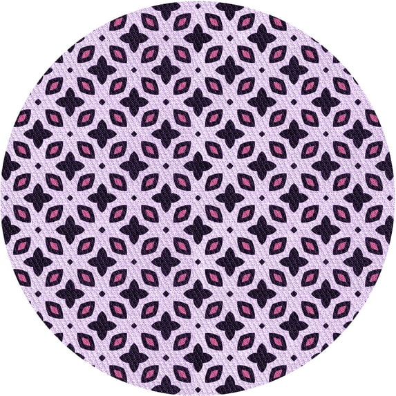 Ahgly Company Machine Washable Indoor Round Transitional Blossom Pink Area Rugs, 8' Round