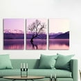 thumbnail image 3 of IDEA4WALL 3 Piece Landscape Canvas Wall Art A Tree Stand in the Lake in Purple - 16"x24"x3 Panels, 3 of 5